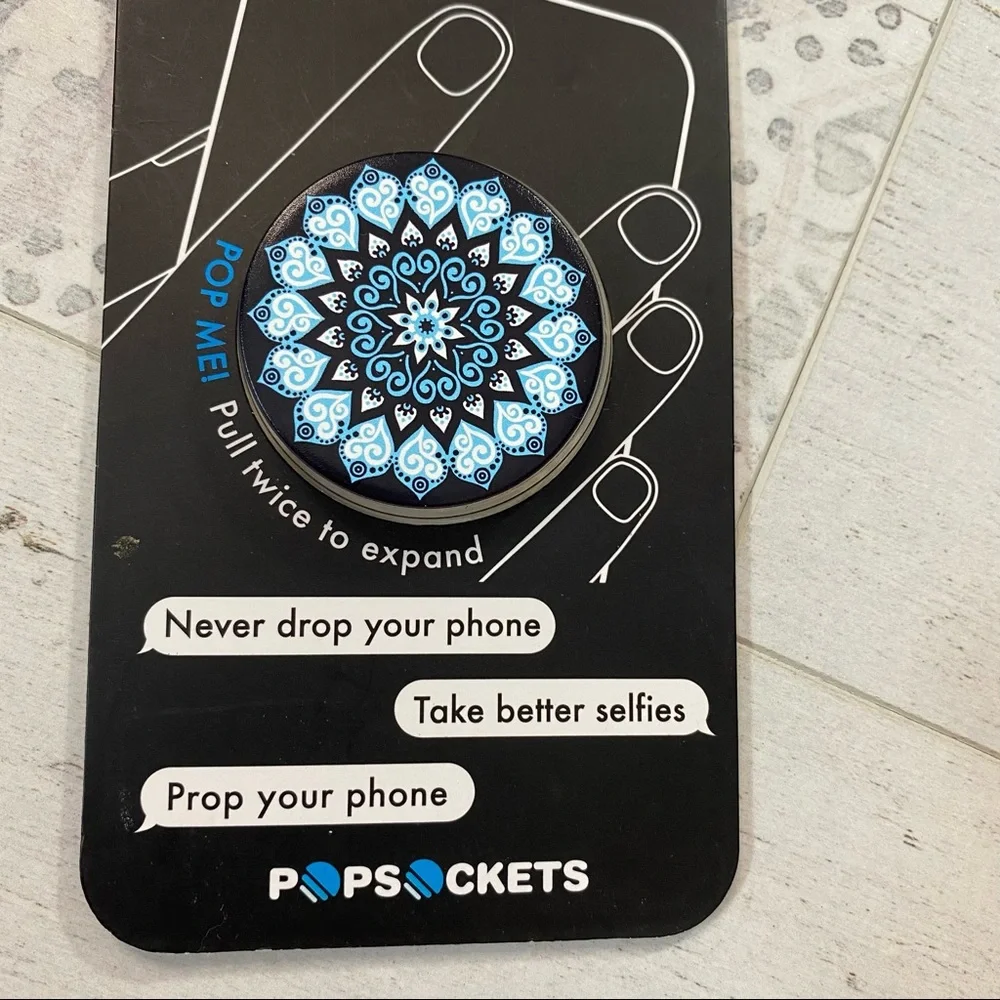 POPSOCKET Bohemian Blue Black and White Phone Grip and Stand